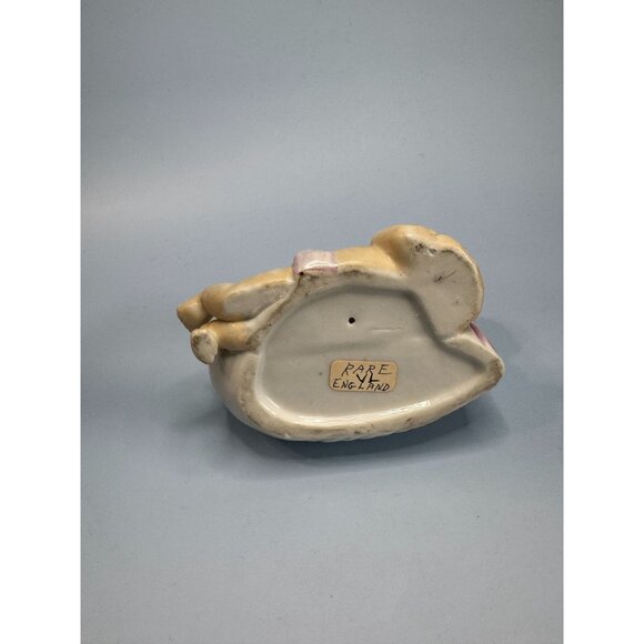 Vintage Ceramic Baby & Stork Planter Figurine Made In England 4 3/4" X 4 1/2" Nu - Picture 6 of 6